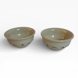 2 Longaberger Pottery Blue Woven Traditions Dessert Berry Bowls